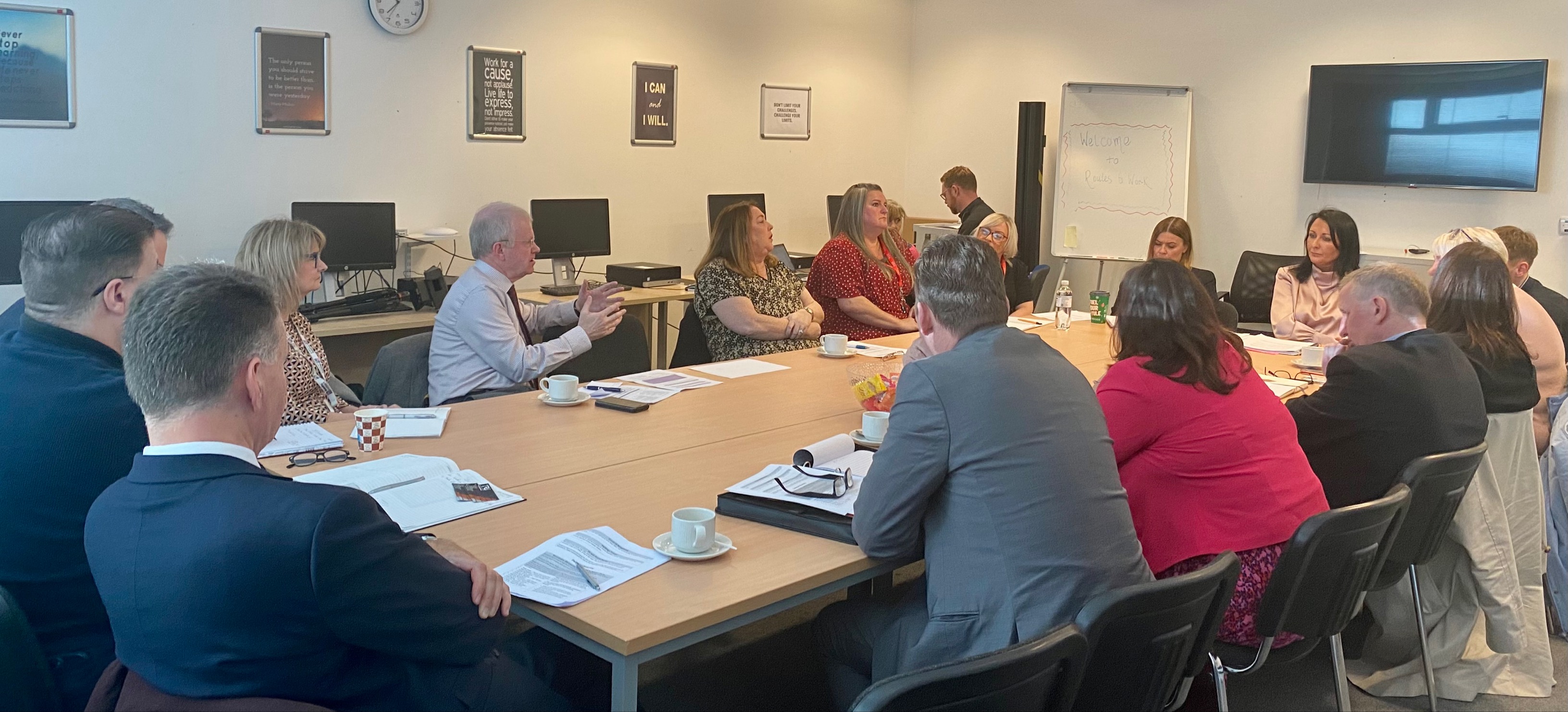 The Committee meeting with Routes to Work Ltd, local employers and local council officials in Airdrie on 28 November 2022.